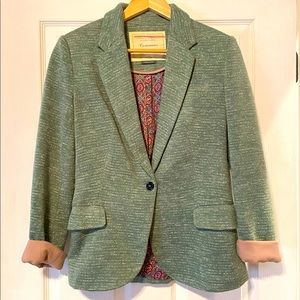 Anthropologie Green Tweed Blazer